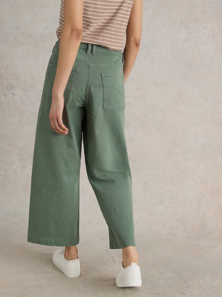 White Stuff Green Tia Wide Leg Crop Jeans - Image 2 of 7