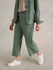 White Stuff Green Tia Wide Leg Crop Jeans - Image 4 of 7