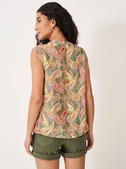 Crew Clothing Brown Tie Neck Sleeveless Blouse - Image 2 of 5