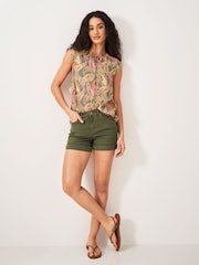 Crew Clothing Brown Tie Neck Sleeveless Blouse - Image 3 of 5