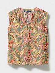 Crew Clothing Brown Tie Neck Sleeveless Blouse - Image 5 of 5