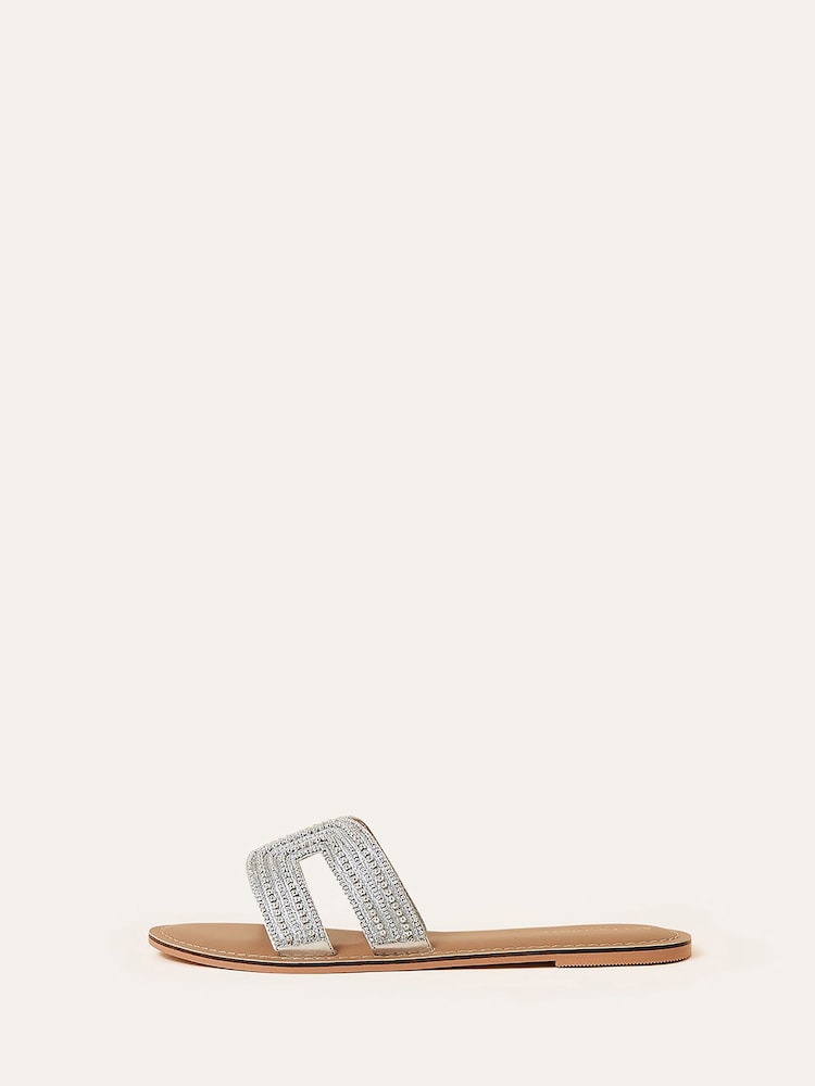 Accessorize Silver Mirror Beaded Sandals - Image 2 of 4