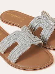 Accessorize Silver Mirror Beaded Sandals - Image 4 of 4