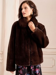 Love & Roses Brown Faux Fur Collared Coat - Image 2 of 5