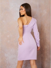 Chi Chi London Purple One Shoulder Blazer Dress - Image 3 of 3