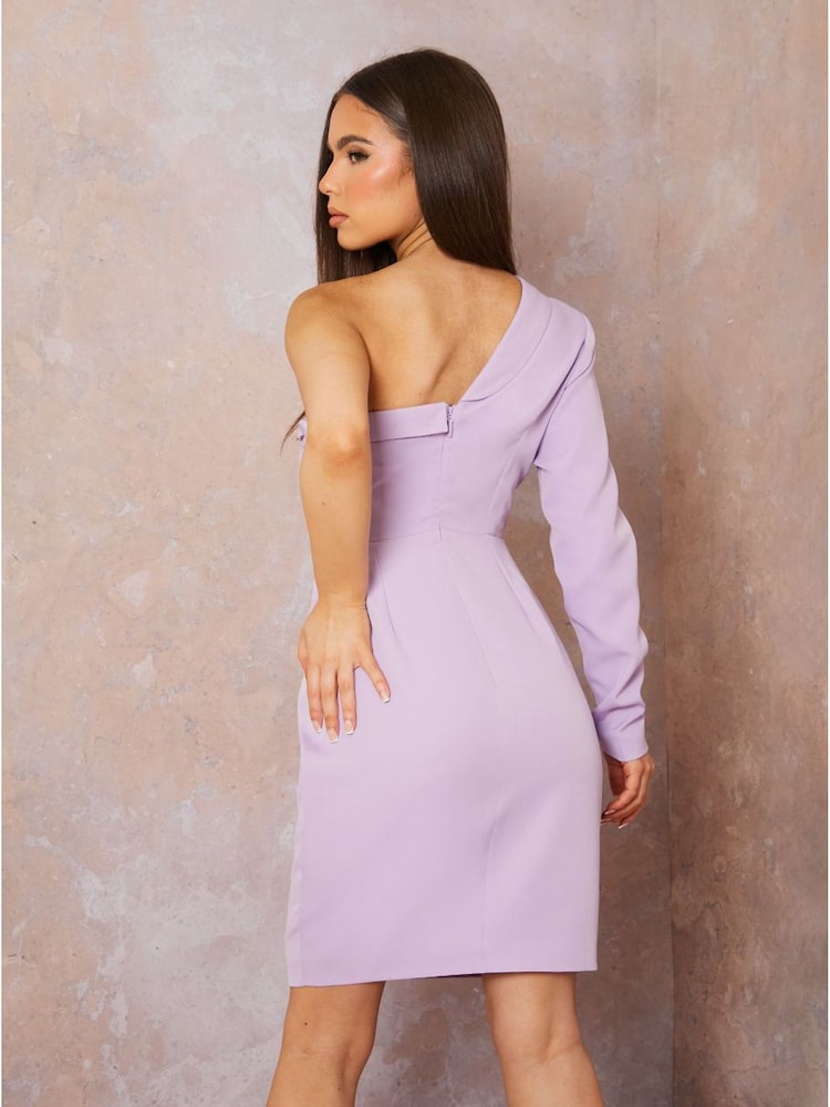 Chi Chi London Purple One Shoulder Blazer Dress - Image 3 of 3