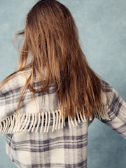 Neutral Check Fringed Shacket (3-16yrs) - Image 3 of 6