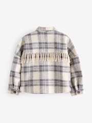 Neutral Check Fringed Shacket (3-16yrs) - Image 5 of 6