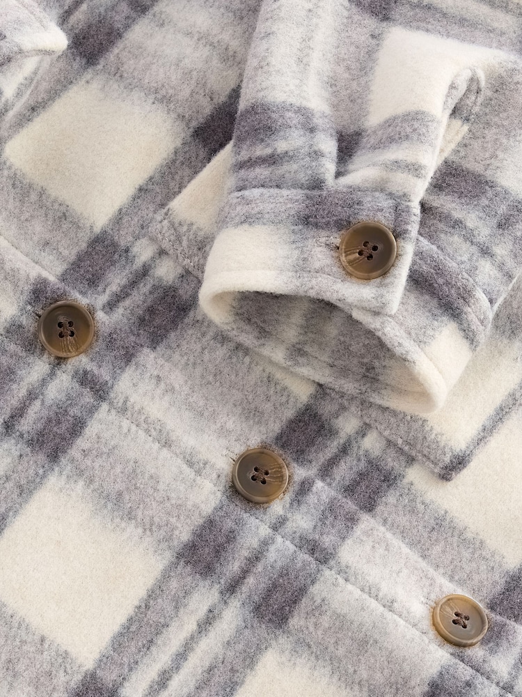 Neutral Check Fringed Shacket (3-16yrs) - Image 6 of 6
