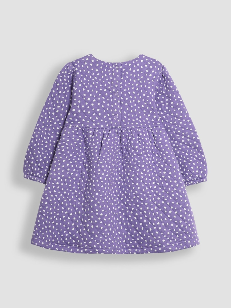 JoJo Maman Bébé Lilac Unicorn Appliqué Pocket Quilted Dress - Image 2 of 3