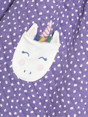 JoJo Maman Bébé Lilac Unicorn Appliqué Pocket Quilted Dress - Image 3 of 3