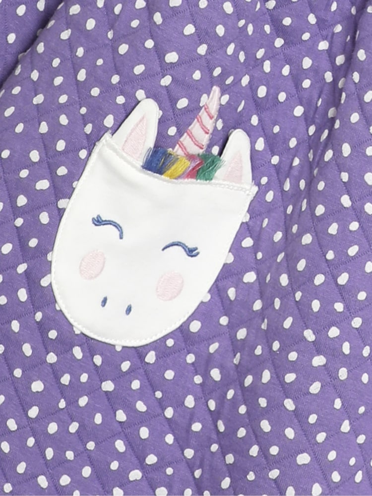 JoJo Maman Bébé Lilac Unicorn Appliqué Pocket Quilted Dress - Image 3 of 3