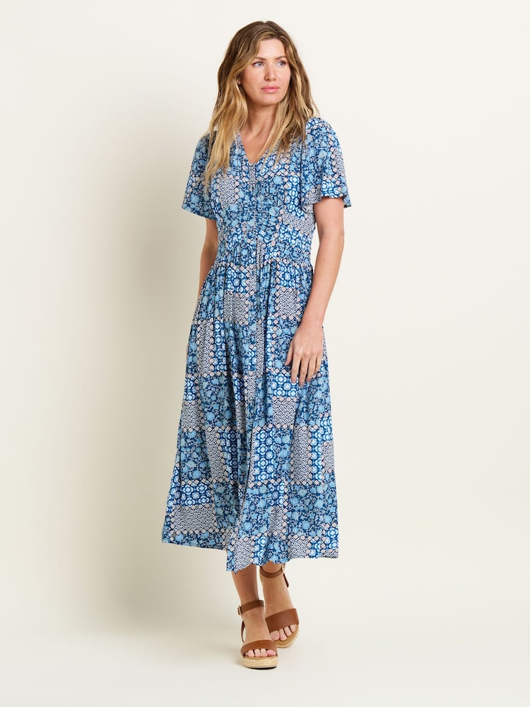 Brakeburn Blue Folk Floral Patchwork Dress - Image 2 of 5