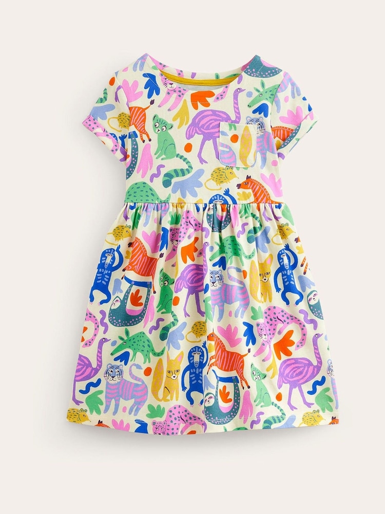 Boden Green 100% Cotton Short Sleeved Fun Jersey Dress - Image 1 of 3