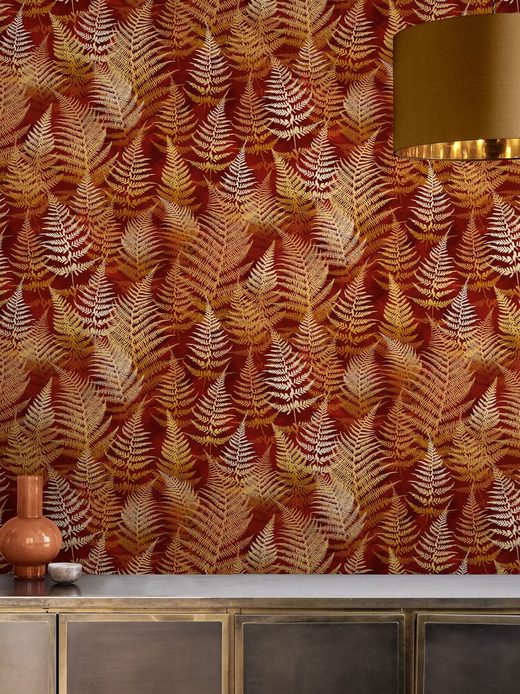Clarissa Hulse Orange Woodland Fern Wallpaper - Image 1 of 3