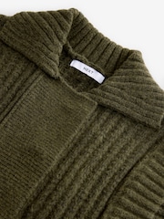 Khaki Green Collared Button Up Sleeveless Knitted Gilet Jacket - Image 6 of 7