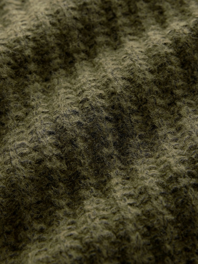 Khaki Green Collared Button Up Sleeveless Knitted Gilet Jacket - Image 7 of 7