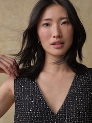 Black Sequin Boucle Mini Dress - Image 5 of 10