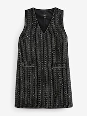 Black Sequin Boucle Mini Dress - Image 7 of 10