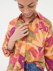 FatFace Carolin Orange Tropical Floral Shirt - Image 4 of 4
