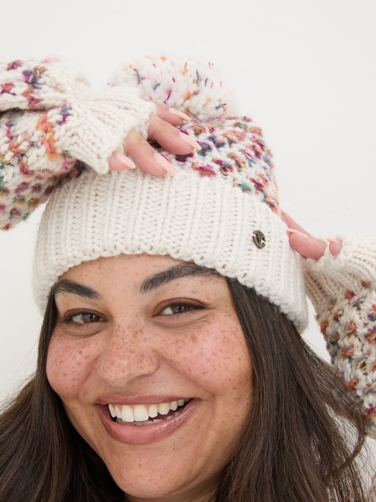FatFace Ivory Spacedye Bobble Hat - Image 2 of 4