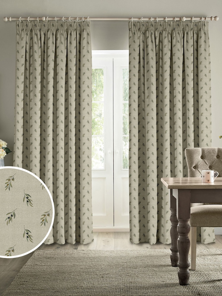 Sophie Allport Natural Linen Olive Made to Measure 100% Cotton Curtains - Image 1 of 9