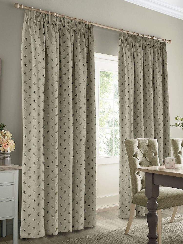 Sophie Allport Natural Linen Olive Made to Measure 100% Cotton Curtains - Image 2 of 9