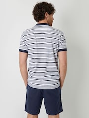 Threadbare Navy 100% Cotton Polo Shirt With Herringbone Detail Collar - Image 3 of 4