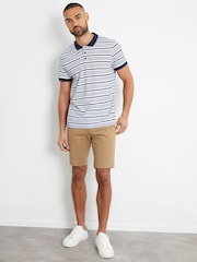 Threadbare Navy 100% Cotton Polo Shirt With Herringbone Detail Collar - Image 4 of 4