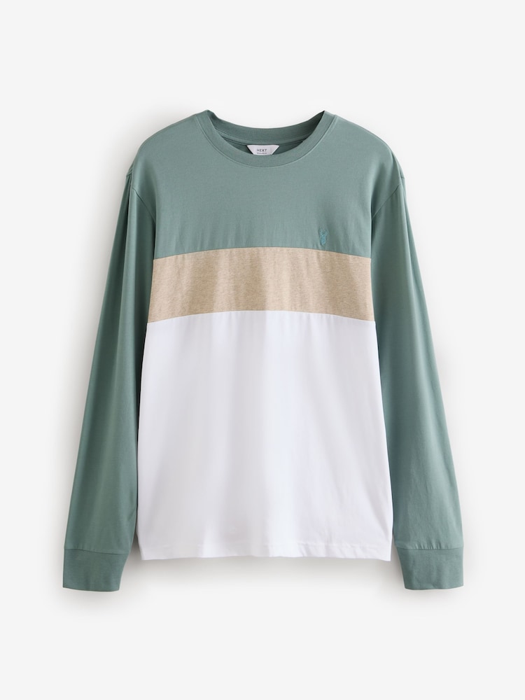 Mehrfarbig/Marineblau - Langärmelige Farbblock-T-Shirts, 3er-Pack - Image 10 of 12