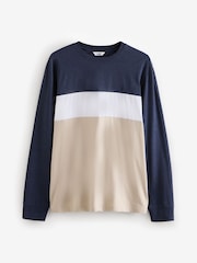 Multi Navy 3 Pack Long Sleeve Colourblock T-Shirts - Image 11 of 12