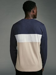 Multi Navy 3 Pack Long Sleeve Colourblock T-Shirts - Image 3 of 12