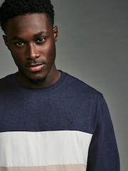 Multi Navy 3 Pack Long Sleeve Colourblock T-Shirts - Image 5 of 12