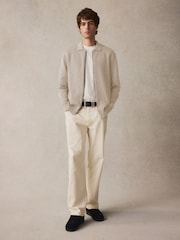 Nevtralno - v standardnem kroju Cotton Rich Knit Zip-Through Debelejša srajca - Slika 1 iz 7