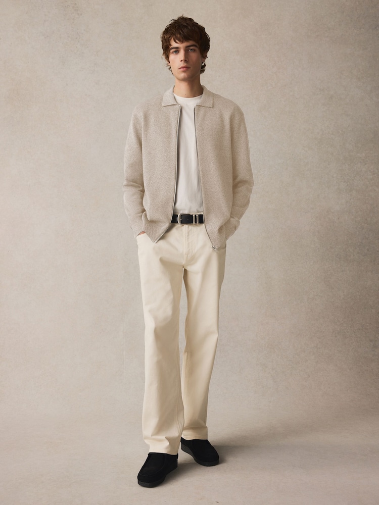 Nevtralno - v standardnem kroju Cotton Rich Knit Zip-Through Debelejša srajca - Slika 1 iz 7