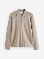 Nevtralno - v standardnem kroju Cotton Rich Knit Zip-Through Debelejša srajca - Slika 5 iz 7