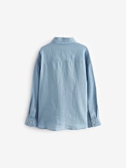 Blue 100% Linen Long Sleeve Shirt (3-16yrs) - Image 2 of 4