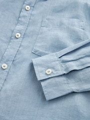 Blue 100% Linen Long Sleeve Shirt (3-16yrs) - Image 3 of 4