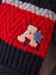 Red/Navy Varsity Stripe Hat, Scarf and Gloves Set (3-16yrs) - Image 10 of 10