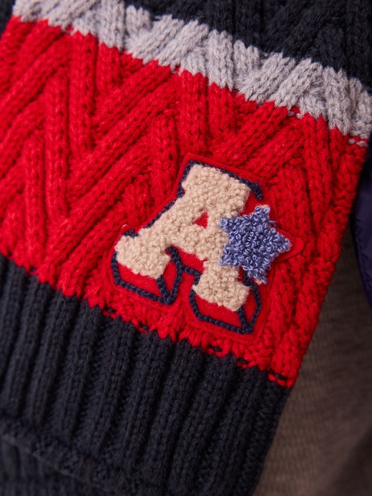 Red/Navy Varsity Stripe Hat, Scarf and Gloves Set (3-16yrs) - Image 10 of 10
