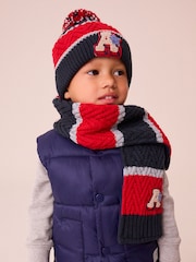 Red/Navy Varsity Stripe Hat, Scarf and Gloves Set (3-16yrs) - Image 2 of 10