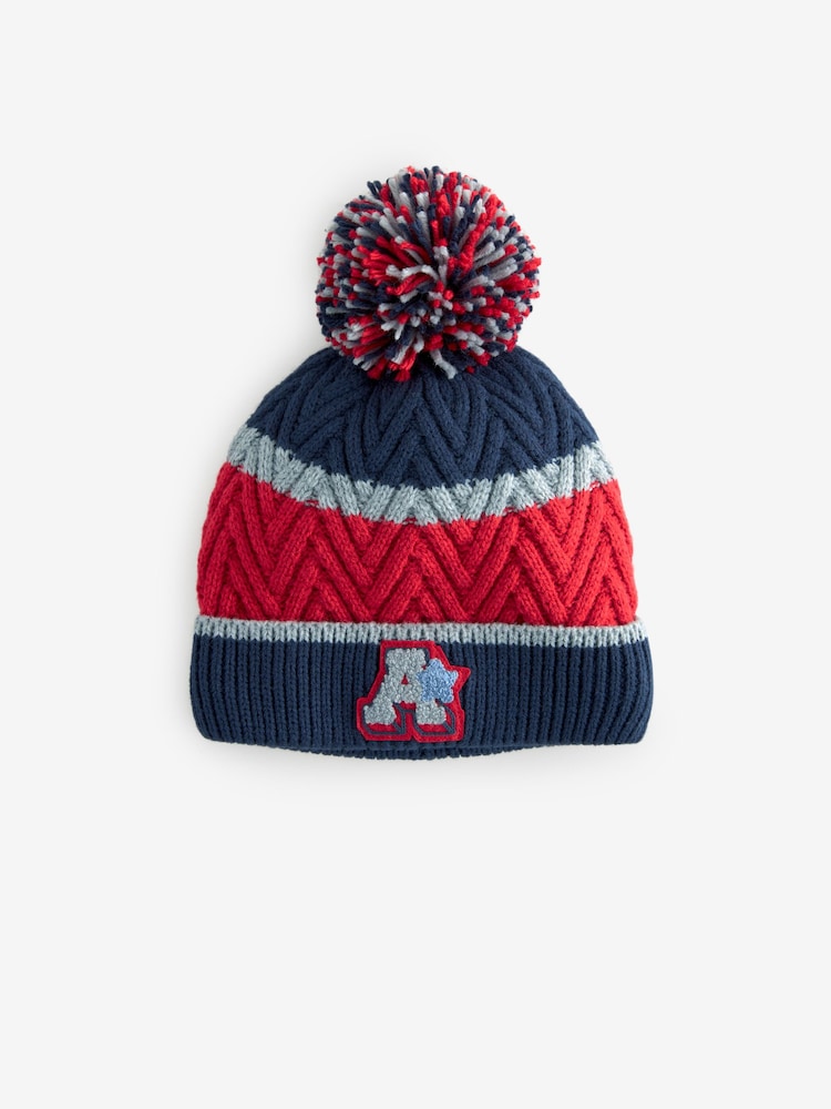 Buy Red/Navy Varsity Stripe Hat, Scarf and Gloves Set (3-16yrs