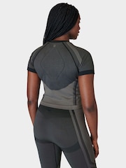 Sweaty Betty Black Silhouette Sculpt Seamless Short Sleeve Top - Image 2 of 6