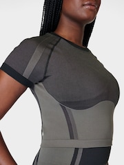 Sweaty Betty Black Silhouette Sculpt Seamless Short Sleeve Top - Image 5 of 6