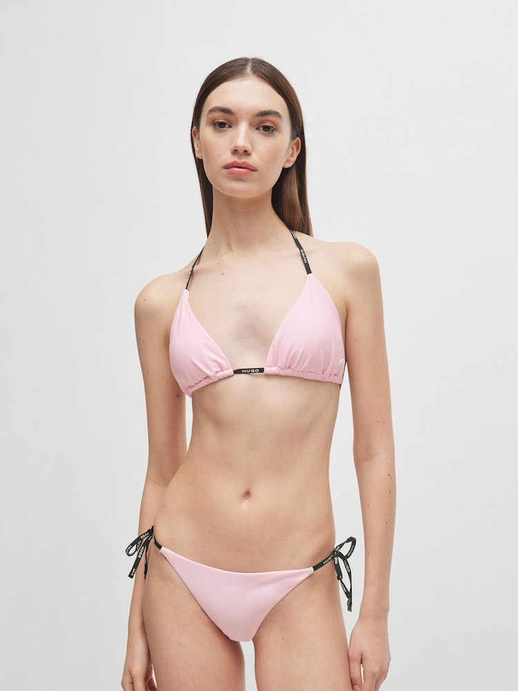 HUGO Pink HUGO Branded Strap Triangle Bikini Top - Image 1 of 5 HUGO Pink HUGO Branded Strap Triangle Bikini Top - Image 1 of 5