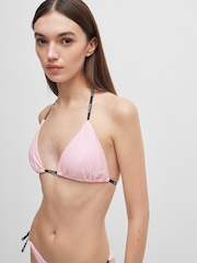 HUGO Pink HUGO Branded Strap Triangle Bikini Top - Image 3 of 5