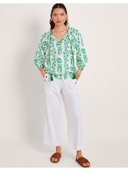 Monsoon White Short Length Crop Harper 100% Cotton Jeans - Image 1 of 5
