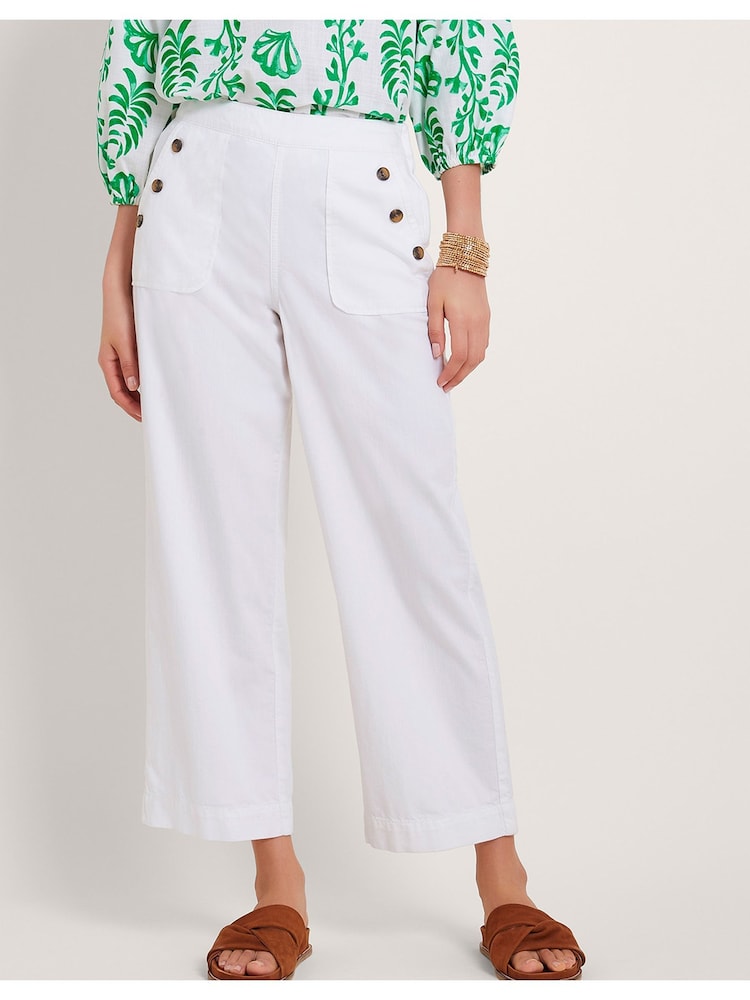 Monsoon White Short Length Crop Harper 100% Cotton Jeans - Image 2 of 5