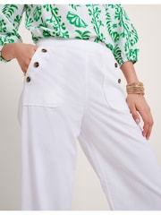 Monsoon White Short Length Crop Harper 100% Cotton Jeans - Image 4 of 5
