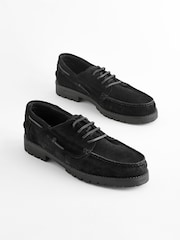 Black Leather Boat Shoes - Image 1 of 4